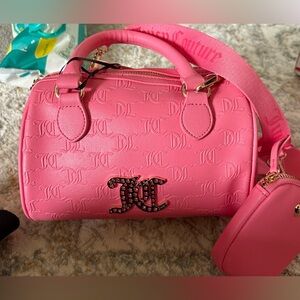 Juicy Couture Bright Pink Embossed Logo Crossbody with Crystal JC Charm